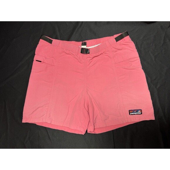 Vintage Patagonia Baggies Shorts Mens S Pink Lined 90s Belted Wave Logo Nylon - Picture 1 of 8